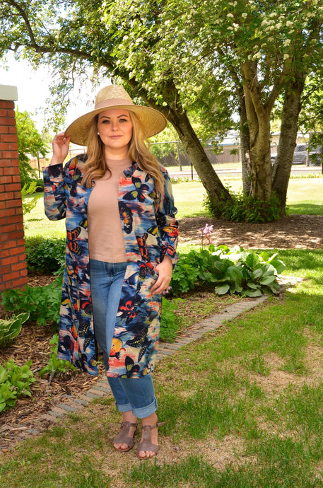 The Ary in Blue with Butterflies - Standard/Curvesque Size